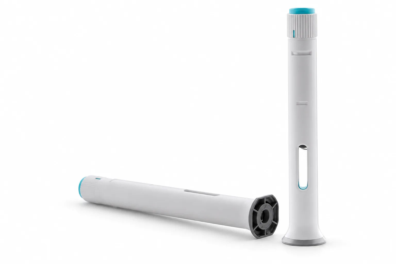 Prefilled automatic pen injector assembly on a white background