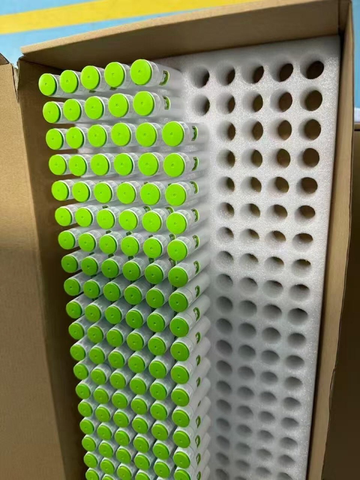 Batch of green color coded pen injector samples