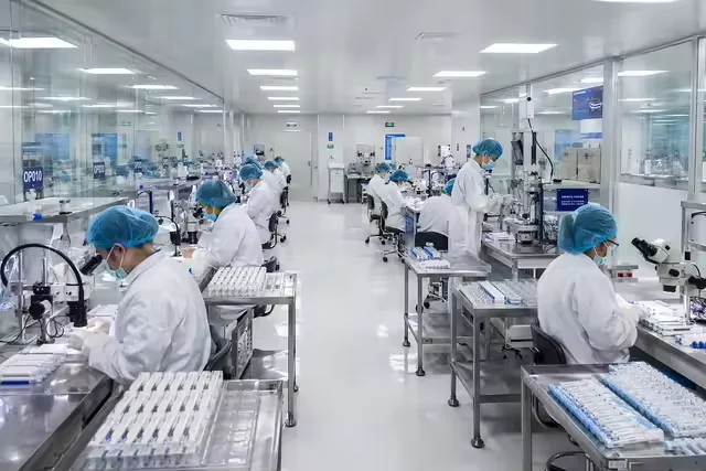 Assembly and inspection stations on the production floor